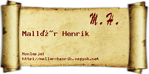 Mallár Henrik névjegykártya