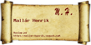 Mallár Henrik névjegykártya